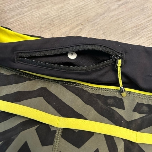 LULULEMON Run Times shorts. 4 way stretch. Chevron Shuffle Fatigue green black - Picture 5 of 11